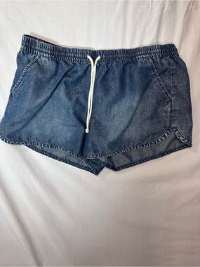 No Boundaries Denim-Look Blue Drawstring Athletic Shorts